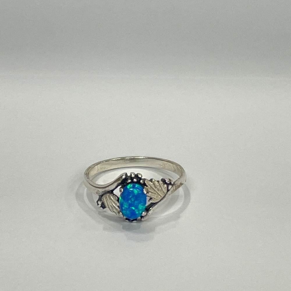 Blue Opal Black Hills Silver Ring